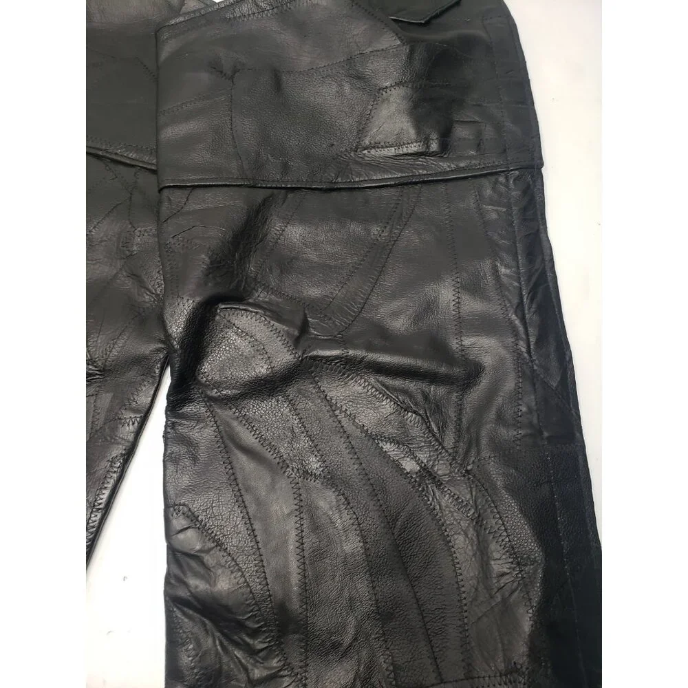 Men's Diamond Plate Genuine Buffalo Leather Motorcycle Chaps Pants Size XL